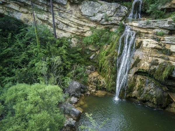 Cascade at Set Gorgos -seven cascades- in the north of Catalonia — Stock Photo, Image