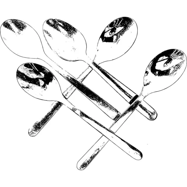 Group Modern Spoons Kitchen Illustration Made High Contrast — Stock Photo, Image