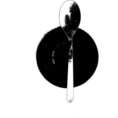 Beyaz arkaplandaki kaşığın yüksek kontrastlı çizimi