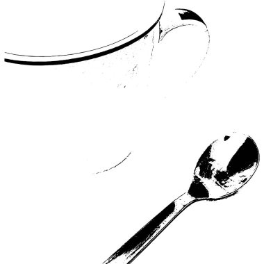 Beyaz arkaplandaki kaşığın yüksek kontrastlı çizimi