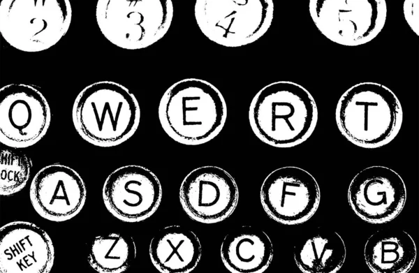 Black White Illustration High Contrast Keyboard Old Typewriter Some Letters — Stock fotografie