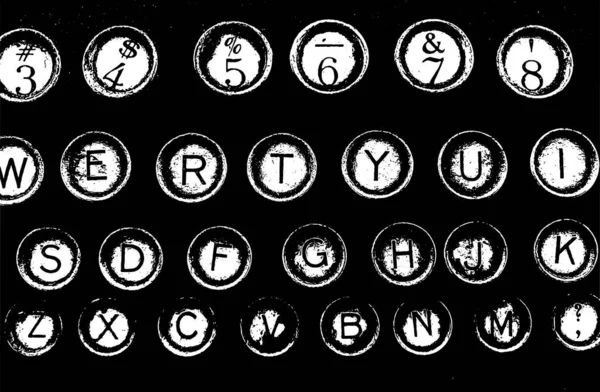 Black White Illustration High Contrast Keyboard Old Typewriter Some Letters — Stock Photo, Image