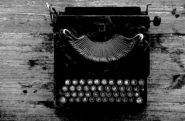 Black White Illustration High Contrast Keyboard Old Typewriter Some Letters — Stock fotografie