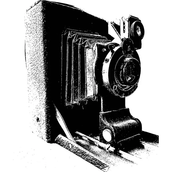 Черно Белая Иллюстрация Высоким Контрастом Старой Фотокамеры Белом Фоне — стоковое фото