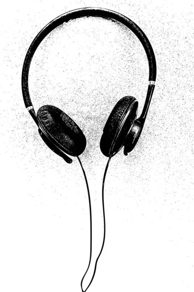 Εικονογράφηση Ορισμένων Ακουστικών Μαύρο Και Άσπρο Υψηλή Αντίθεση Σχηματίζοντας Κεφάλι — Φωτογραφία Αρχείου