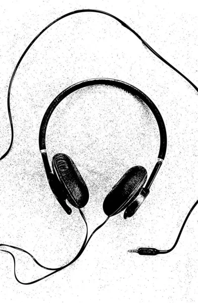 Ilustración Algunos Auriculares Blanco Negro Con Alto Contraste Formando Cabeza —  Fotos de Stock