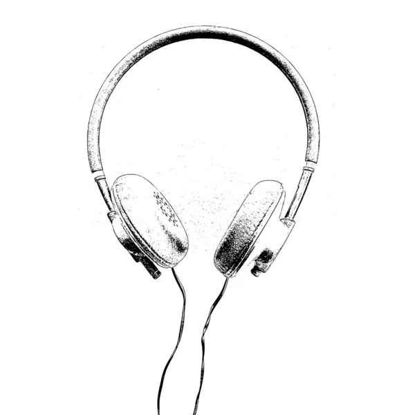 Illustration Some Headphones Black White High Contrast Forming Head Alien — Stock Photo, Image