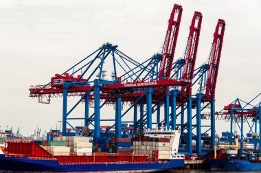 Büyük konteyner gemi konteyner Terminal Buchardkai Hamburg