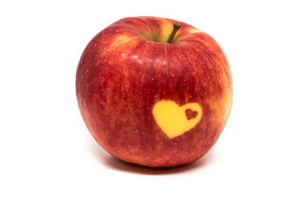 Βιταμίνες αγάπη - μήλο με καρδιές — Φωτογραφία Αρχείου