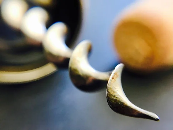 Closeup of a c ork screw and cork — Stock Photo, Image