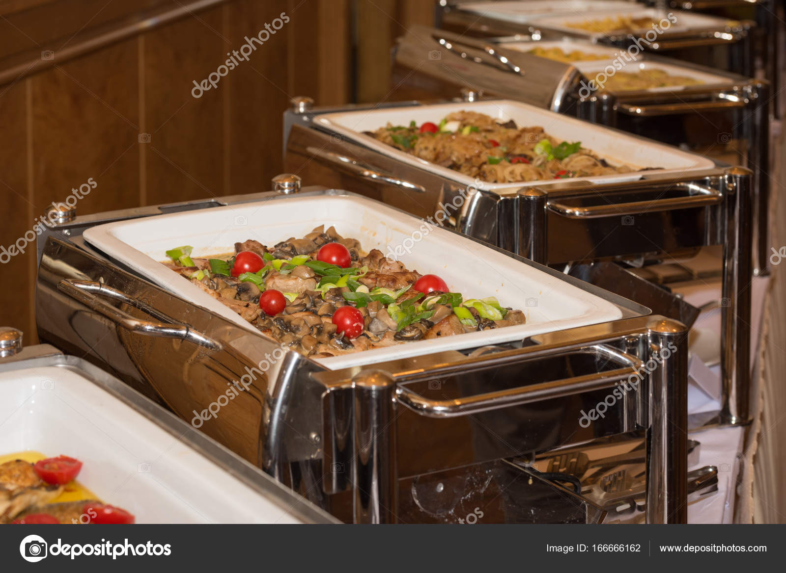 Food Banquet Table With Chafing Dish Heaters Stock Photo Food Banquet Table With Chafing Dish Heaters Stock Photo