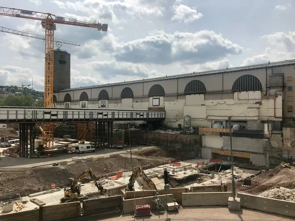 Bouwplaats in Stuttgart centraal station voor de Stuttgart21 railway project — Stockfoto