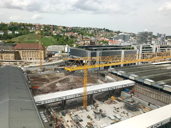 Local de construção na estação principal de Estugarda para o projecto ferroviário de Estugarda21 — Fotografia de Stock