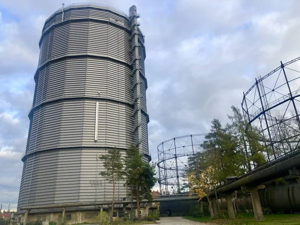 Gasworks with its tower — Stock Photo, Image