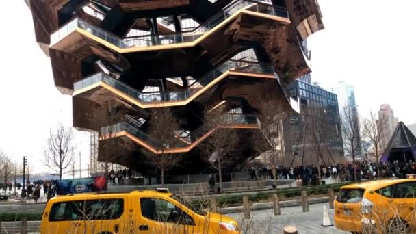 The Vessel at Hudson Yards, starting point of the famous landmark Highline — Stock Video