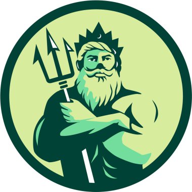 Triton çapraz Trident daire Retro silah