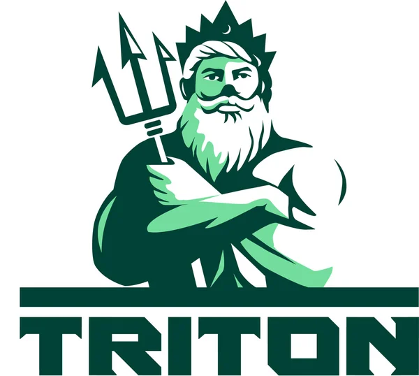 Triton armen gekruist Trident Front Retro — Stockvector