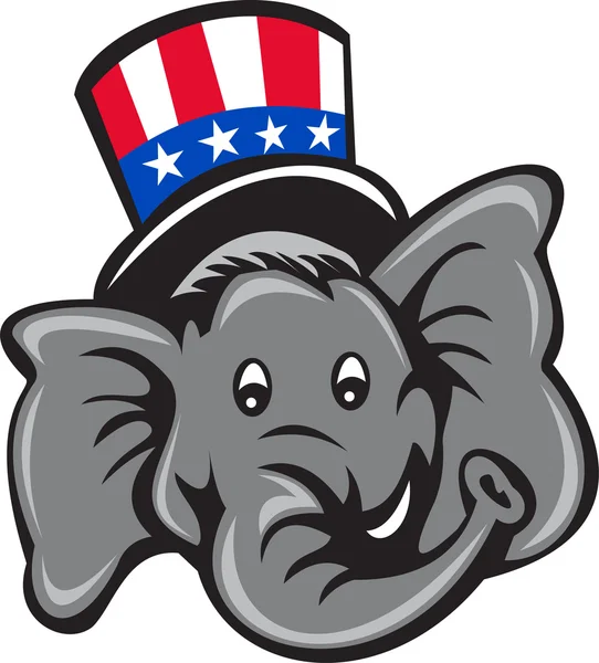 Republikanische Elefantenmaskottchen Zylinderhut Karikatur — Stockvektor