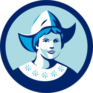 Hollandalı bayan Bonnet daire Retro giyiyor