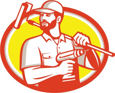 Tamirci Akülü matkap Paintroller Oval Retro