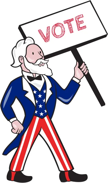 Uncle Sam plakatet omröstning står Cartoon — Stock vektor