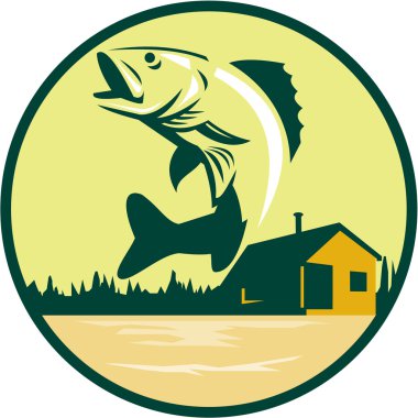 Walleye balık Lake Lodge Kabin Daire Retro