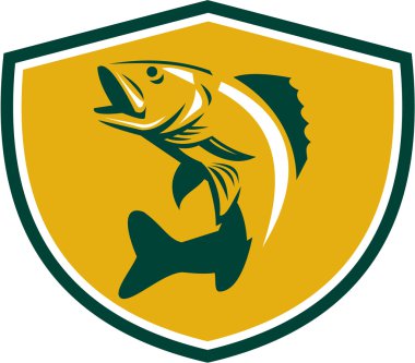 Walleye atlama Crest Retro balık