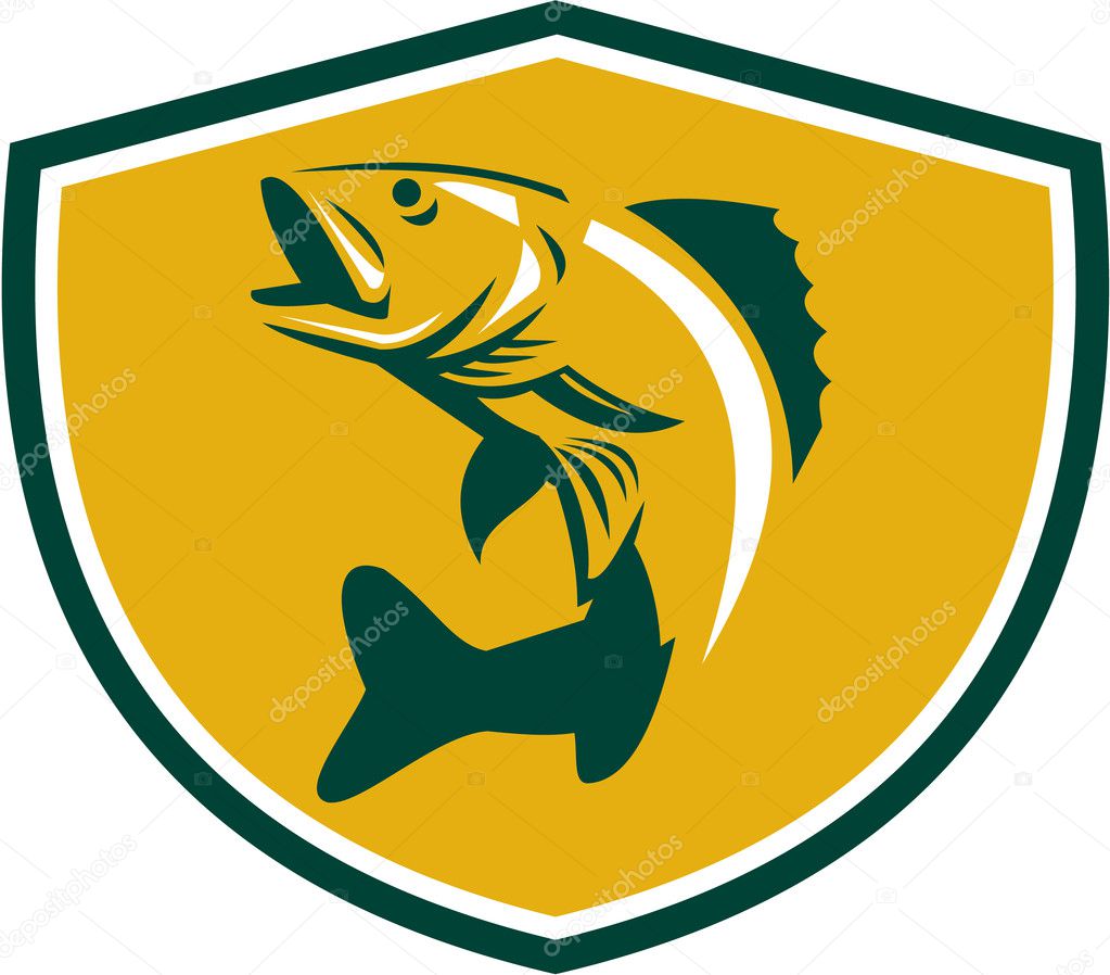 Download Walleye Fish Jumping Crest Retro ⬇ Vector Image by © patrimonio | Vector Stock 126697748
