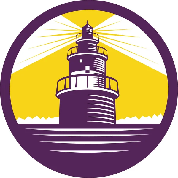 Cercle de phare Woodcut — Image vectorielle
