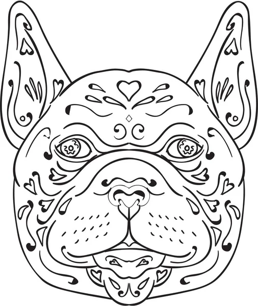 Francês Bulldog Head Mandala — Vetor de Stock