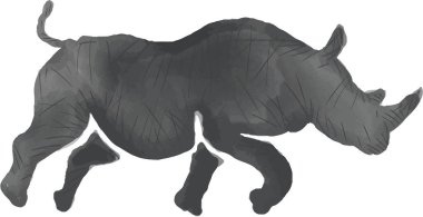 Gergedan siluet çalışan suluboya