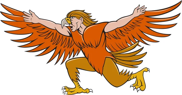 Lleu Llaw Gyffes Spread Águia Desenhos animados — Vetor de Stock