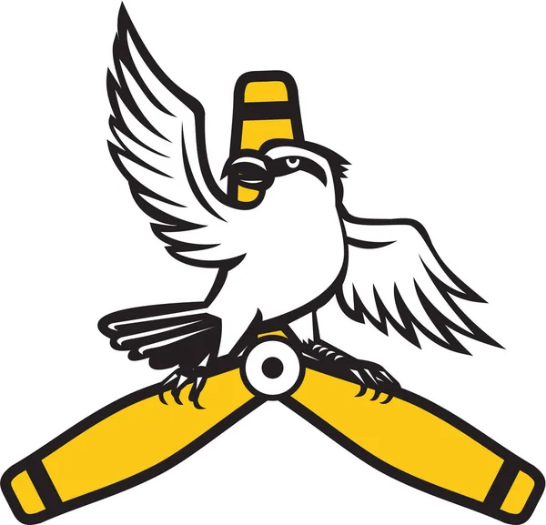 Klauwieren kraanvogels Propeller Blade Retro — Stockvector