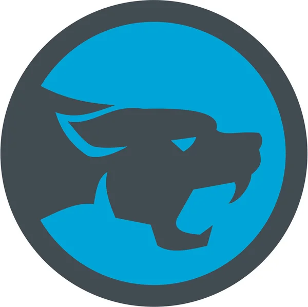 Black Panther Head Grognement Cercle Rétro — Image vectorielle