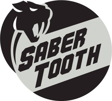 Retro Saber Tooth kaplan kedi kafa daire