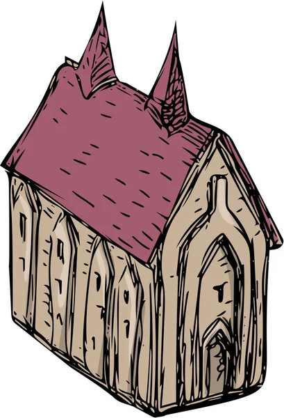 Middeleeuwse kerk tekening — Stockvector