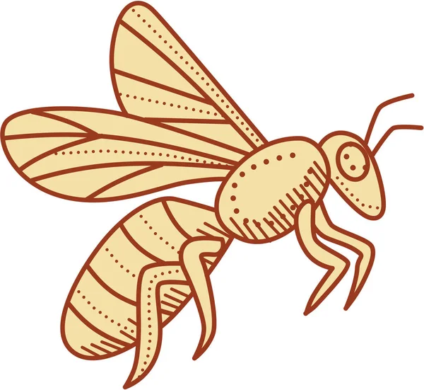 Mono Line uçan arı — Stok Vektör