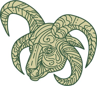 Manx Loaghtan koyun kafa Mono Line