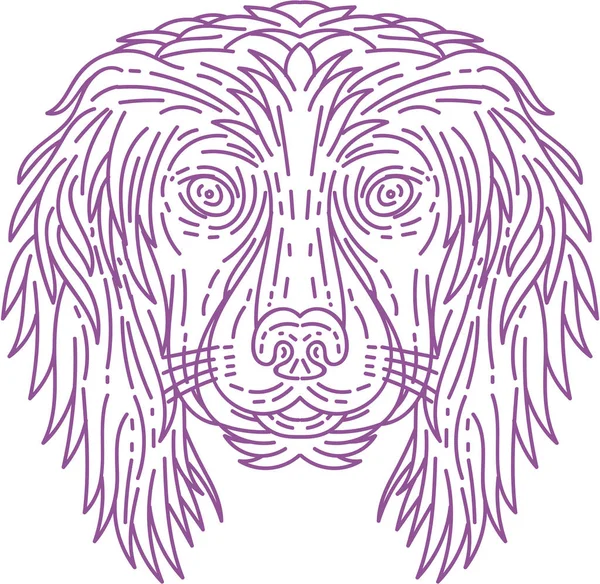 Cocker Spaniel angielski pies głowy Mono-Line — Wektor stockowy