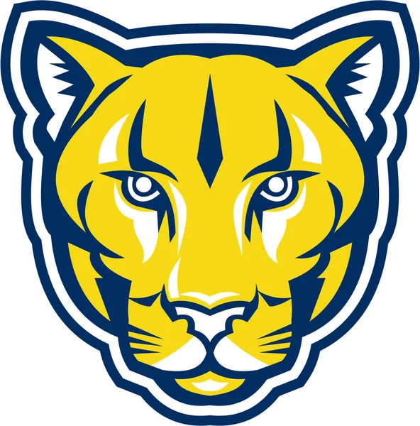 Cougar Mountain Lion Head Rétro — Image vectorielle