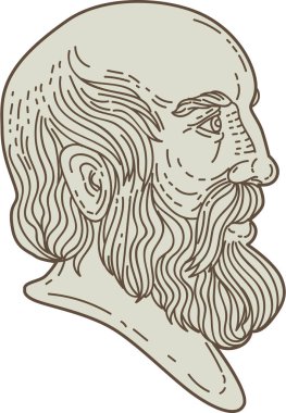 Plato Greek Philosopher Head Mono Line clipart