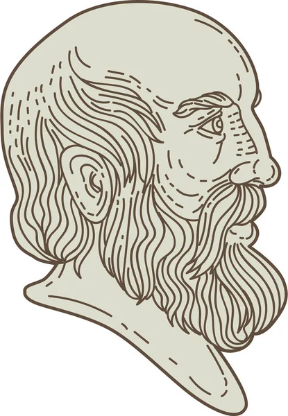 Plato Greek Philosopher Head Mono Line — Stock Vector