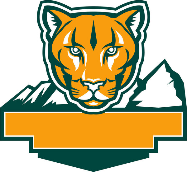 Cougar Mountain Lion Head Retro