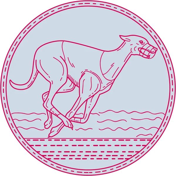 Greyhound hond Racing Circle Mono Line — Stockvector