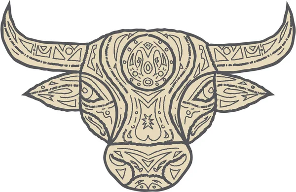 Toro Mucca testa anteriore Mandala — Vettoriale Stock