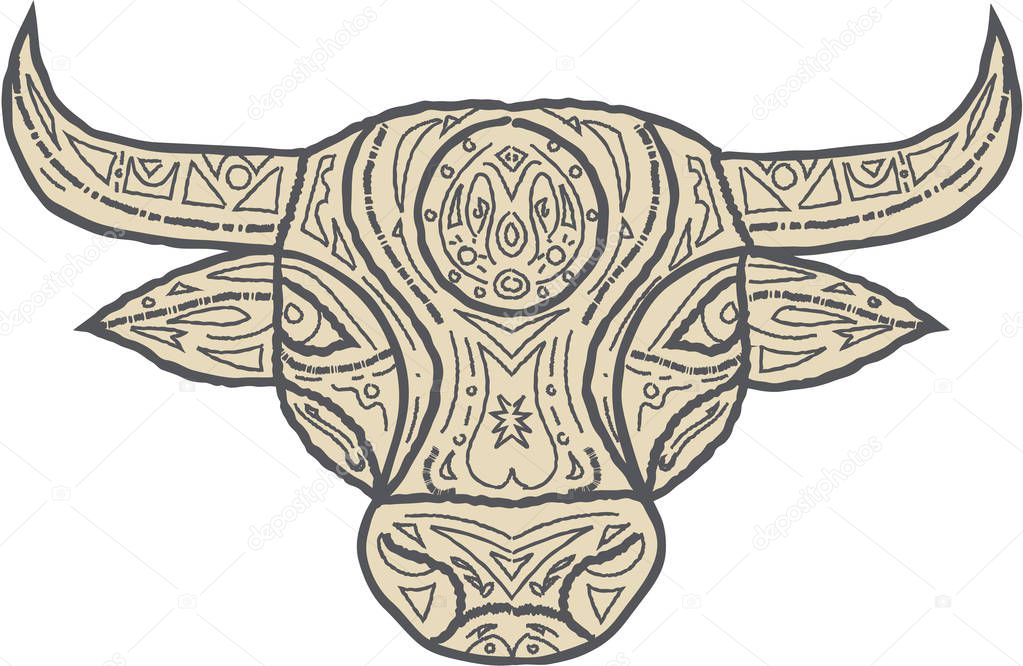 Download Cow mandala | Bull Cow Head Front Mandala — Stock Vector ...