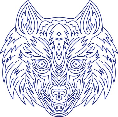 Gri kurt kafası Mono Line