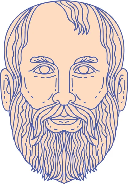 Platón görög filozófus fej Mono vonal — Stock Vector