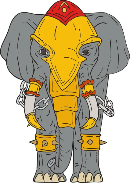 Desenho de elefante de guerra — Vetor de Stock