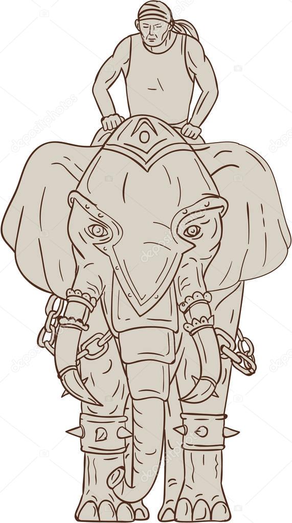 War Elephant Mahout Rider Drawing